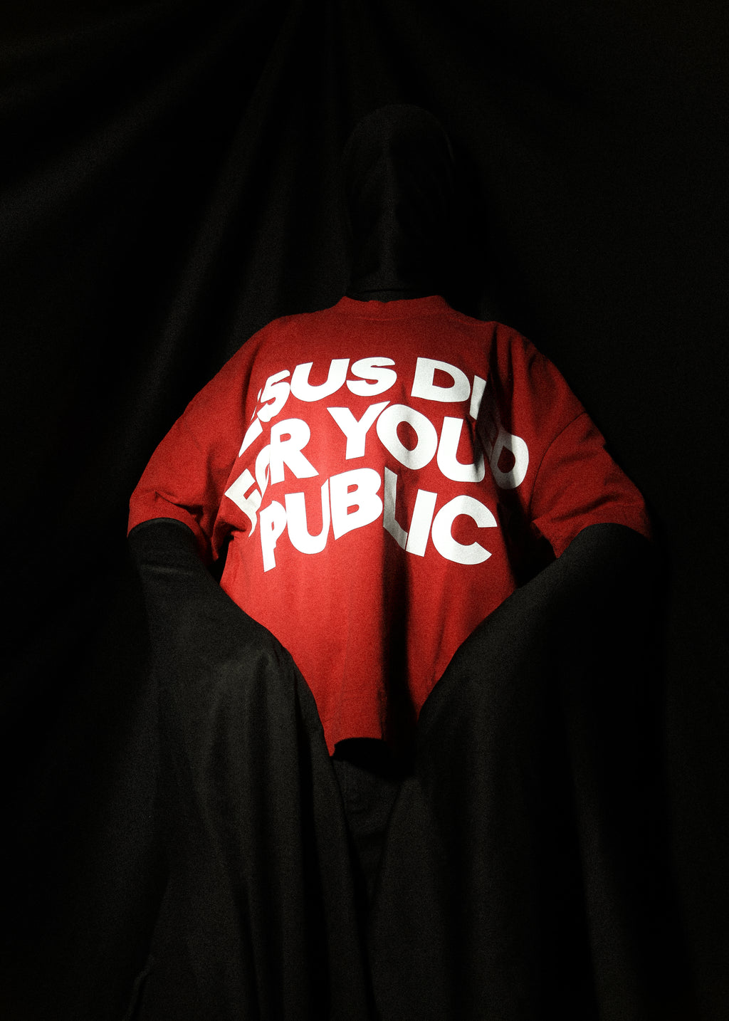 CAMISETA JESUS DIED FOR YOU IN PUBLIC VERMELHO VINHO
