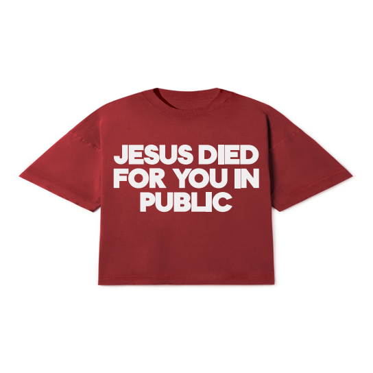 CAMISETA JESUS DIED FOR YOU IN PUBLIC VERMELHO VINHO